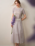 Lilac Violet Crew Neck Knit A-line Co-Ord