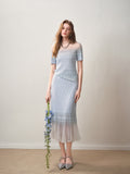 Delphinium Short-Sleeve Gradient Mesh Knit Mermaid Co-Ord