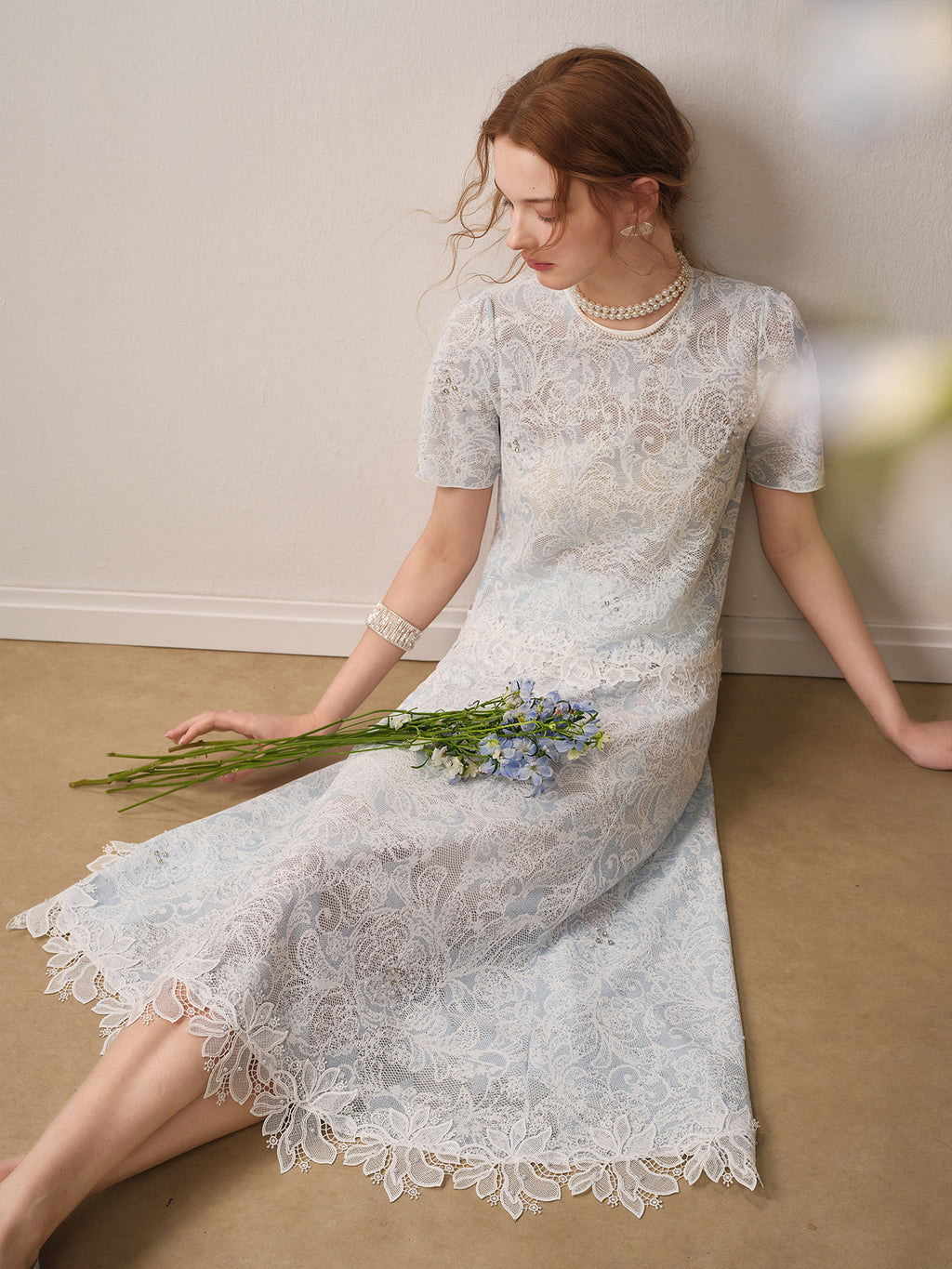 Pale Azure Lace Knit Co-Ord