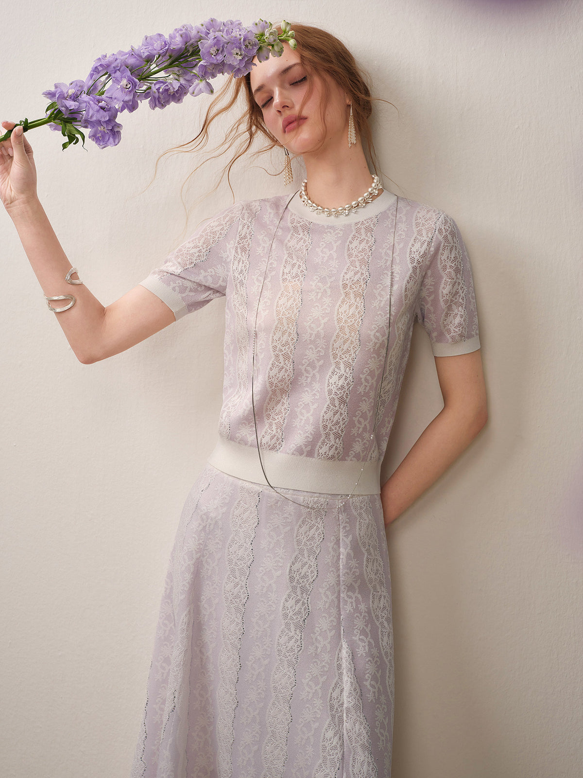 Lilac Violet Crew Neck Knit A-line Co-Ord