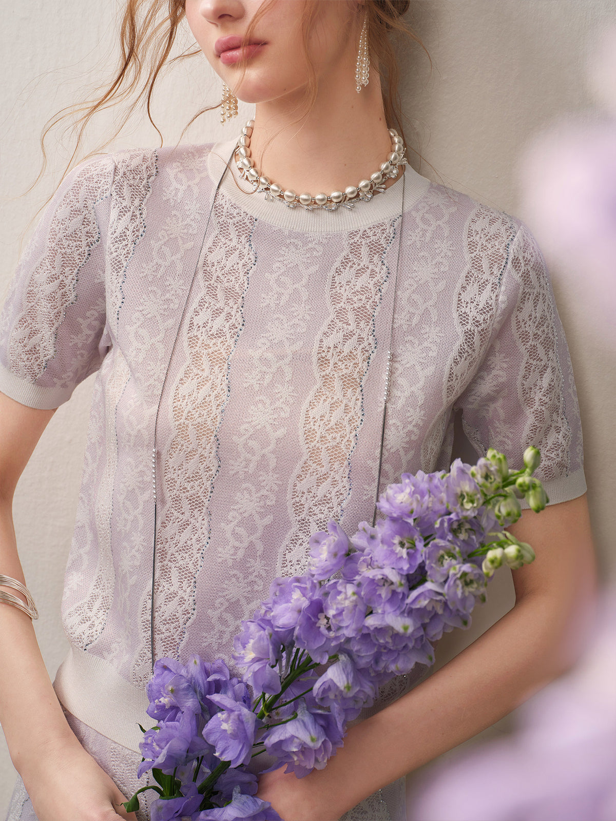 Lilac Violet Crew Neck Knit A-line Co-Ord