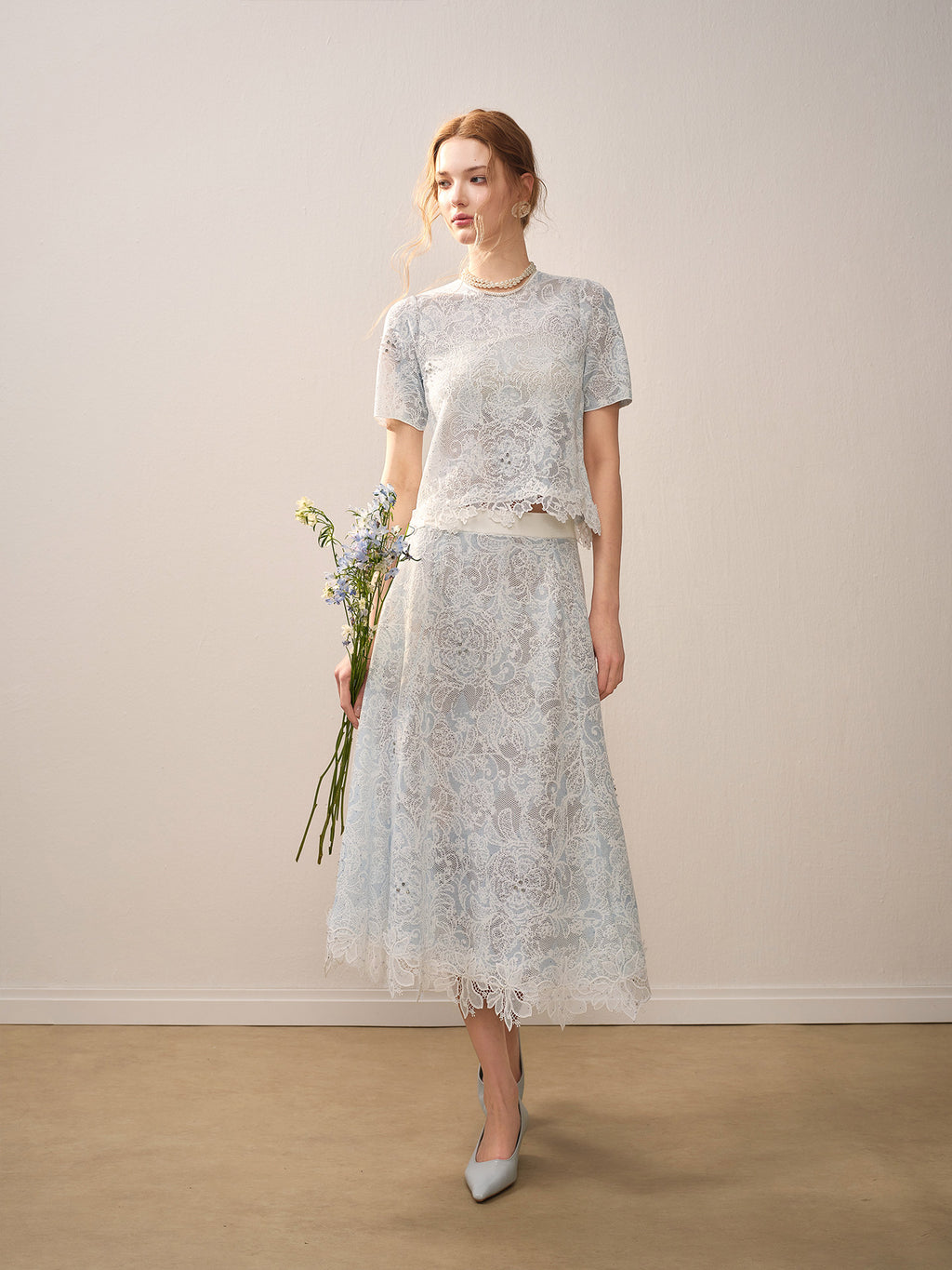Pale Azure Lace Knit Co-Ord