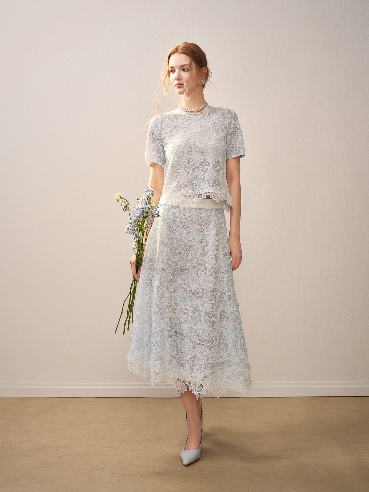 Pale Azure Lace Knit Co-Ord