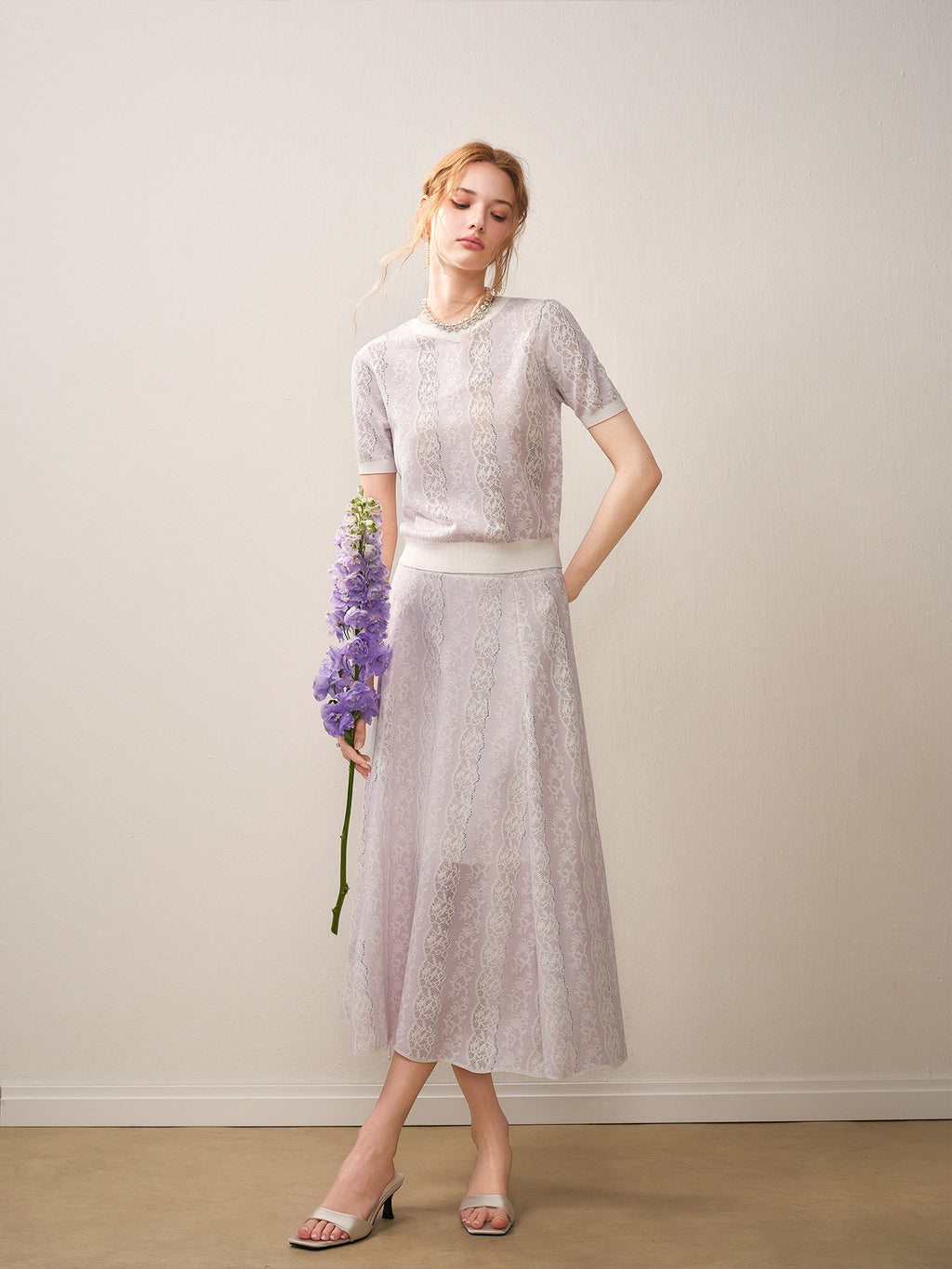 Lilac Violet Crew Neck Knit A-line Co-Ord