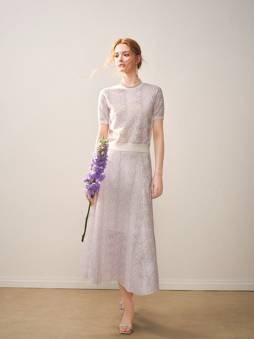 Lilac Violet Crew Neck Knit A-line Co-Ord