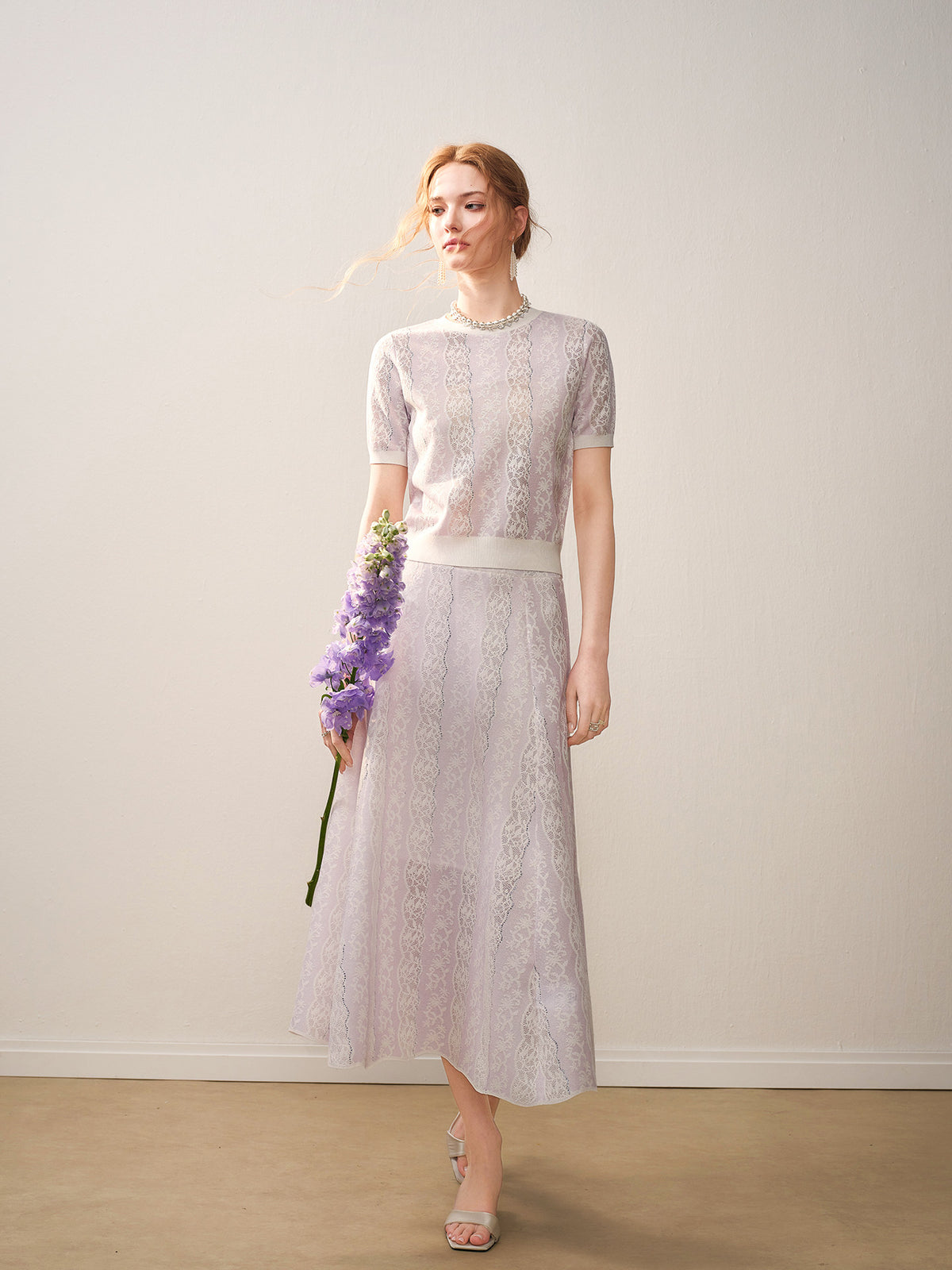 Lilac Violet Crew Neck Knit A-line Co-Ord