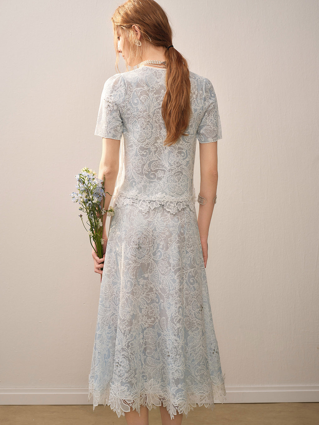 Pale Azure Lace Knit Co-Ord
