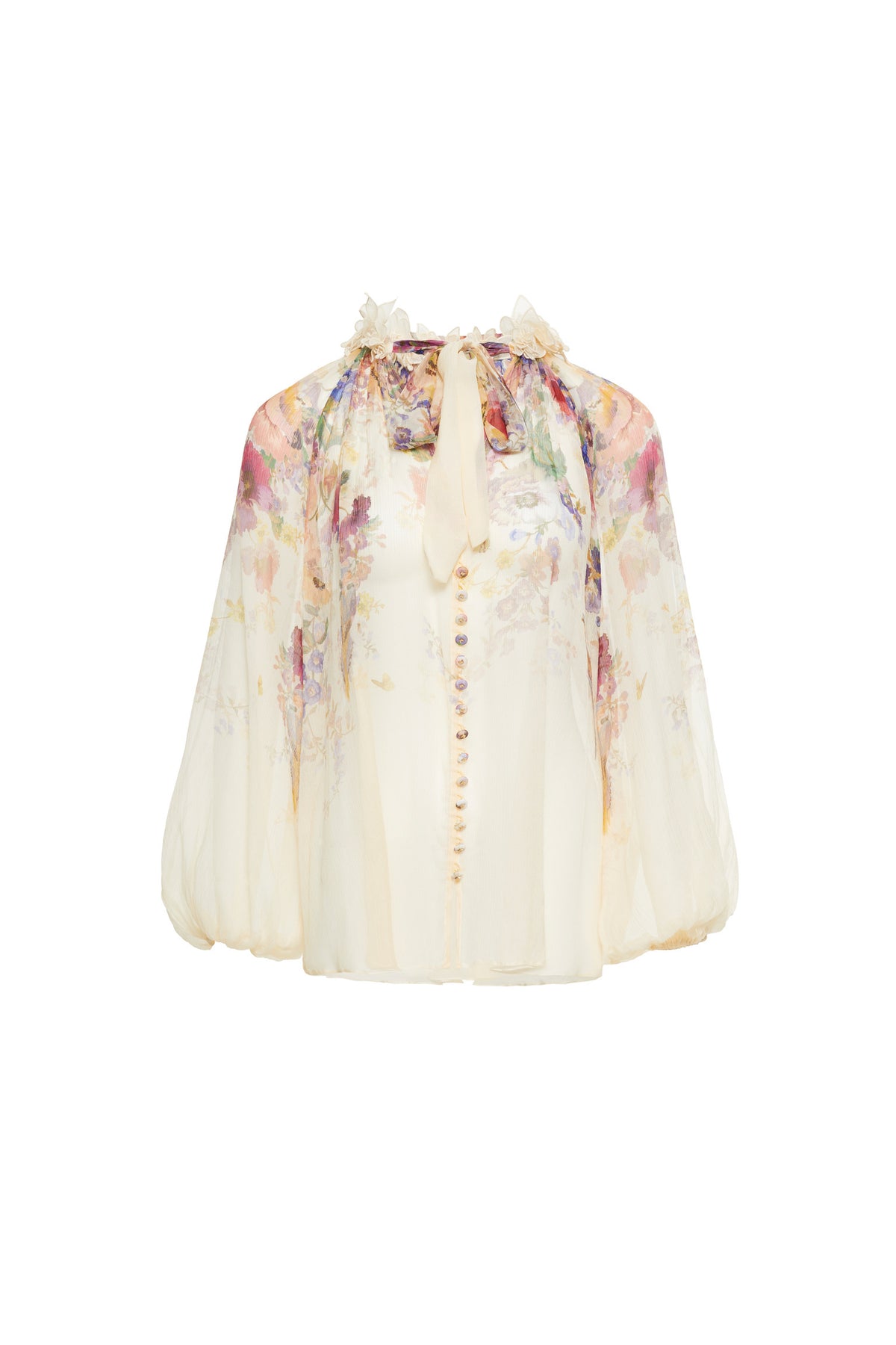Monet's Garden Vintage Floral Co‑ord, Long Sleeve Blouse & Mermaid Skirt Two‑Piece Outfit
