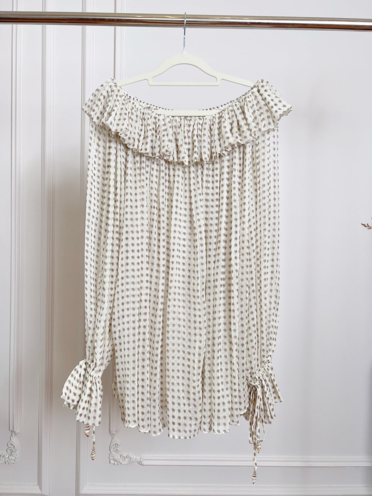 Silk Gold Thread Printed Long Sleeve Blouse