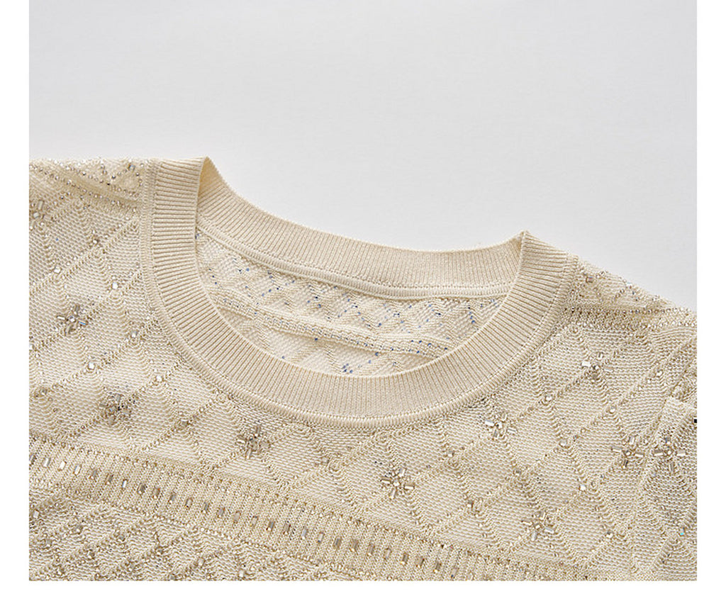 Beige Diamond Crochet Knit Co-Ord