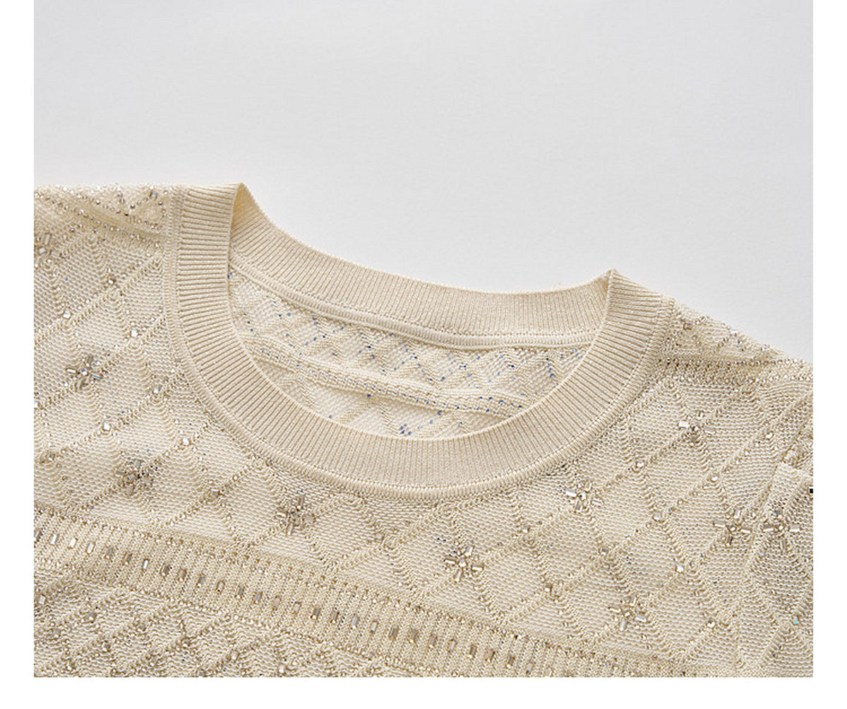 Beige Diamond Crochet Knit Co-Ord