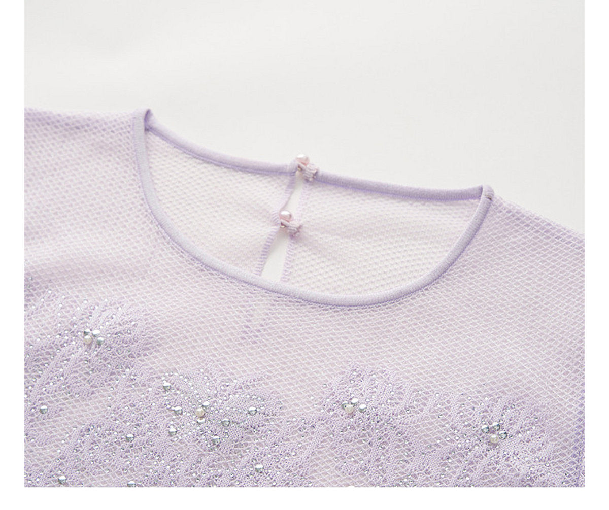 Lavernder Haze Iridescrnt Lace Peplum Mermaid Co-Ord