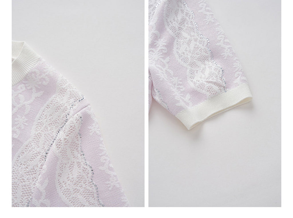 Lilac Violet Crew Neck Knit A-line Co-Ord