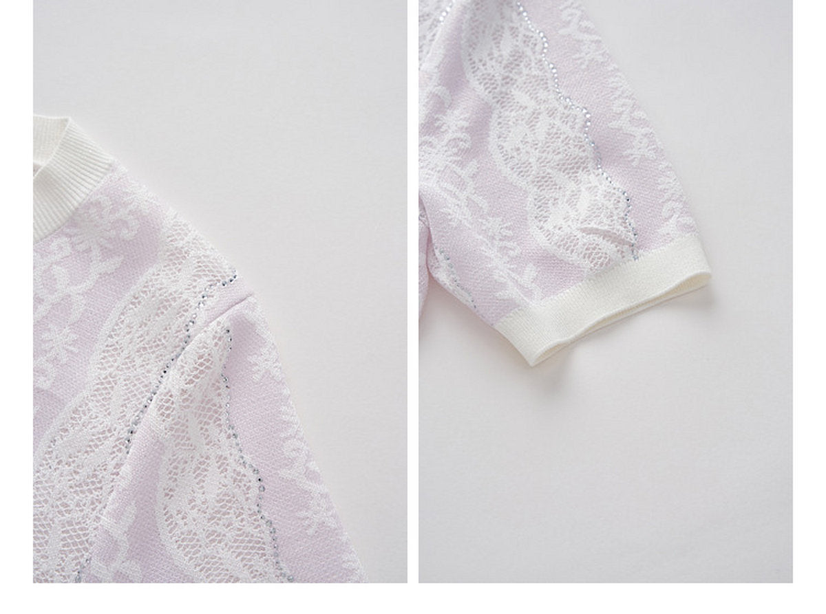 Lilac Violet Crew Neck Knit A-line Co-Ord