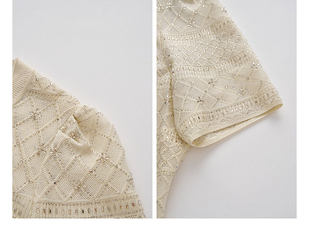 Beige Diamond Crochet Knit Co-Ord