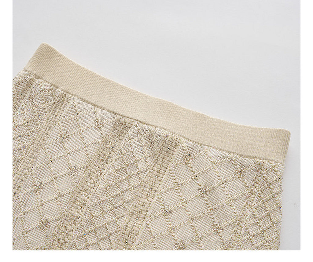 Beige Diamond Crochet Knit Co-Ord