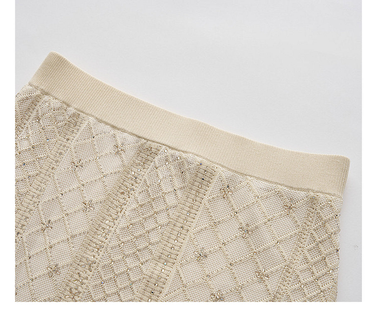 Beige Diamond Crochet Knit Co-Ord
