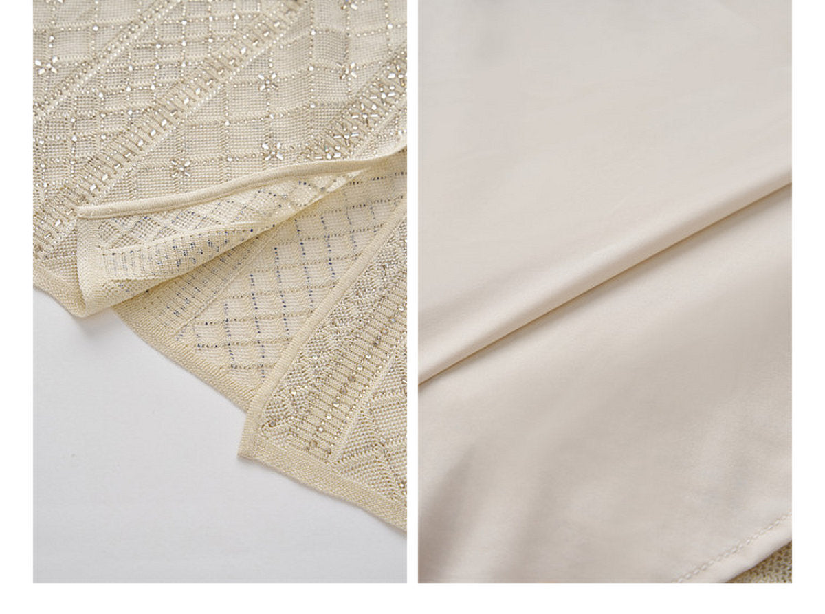 Beige Diamond Crochet Knit Co-Ord