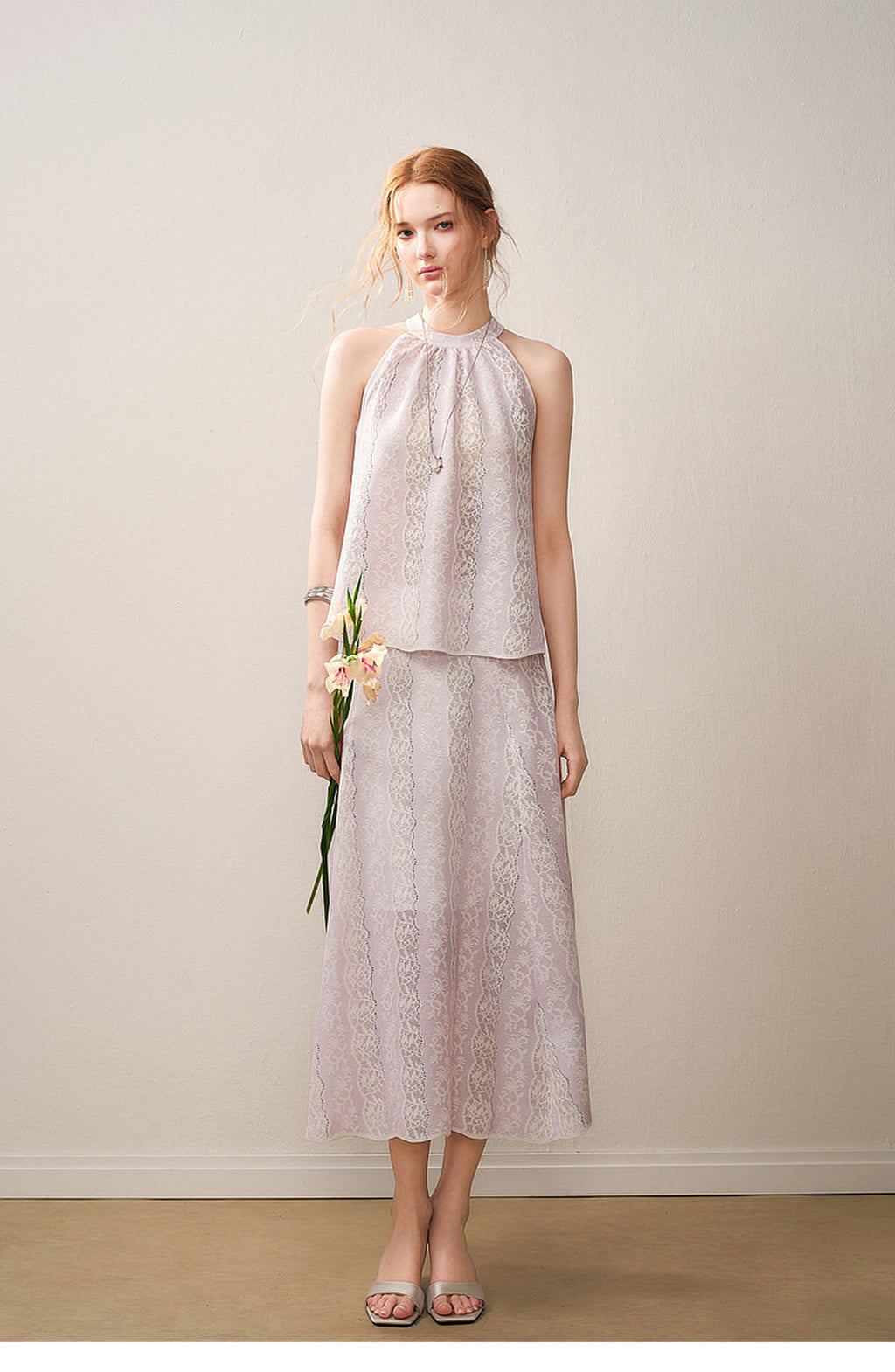 Lilac Mist Lace Halter Knit Co-Ord
