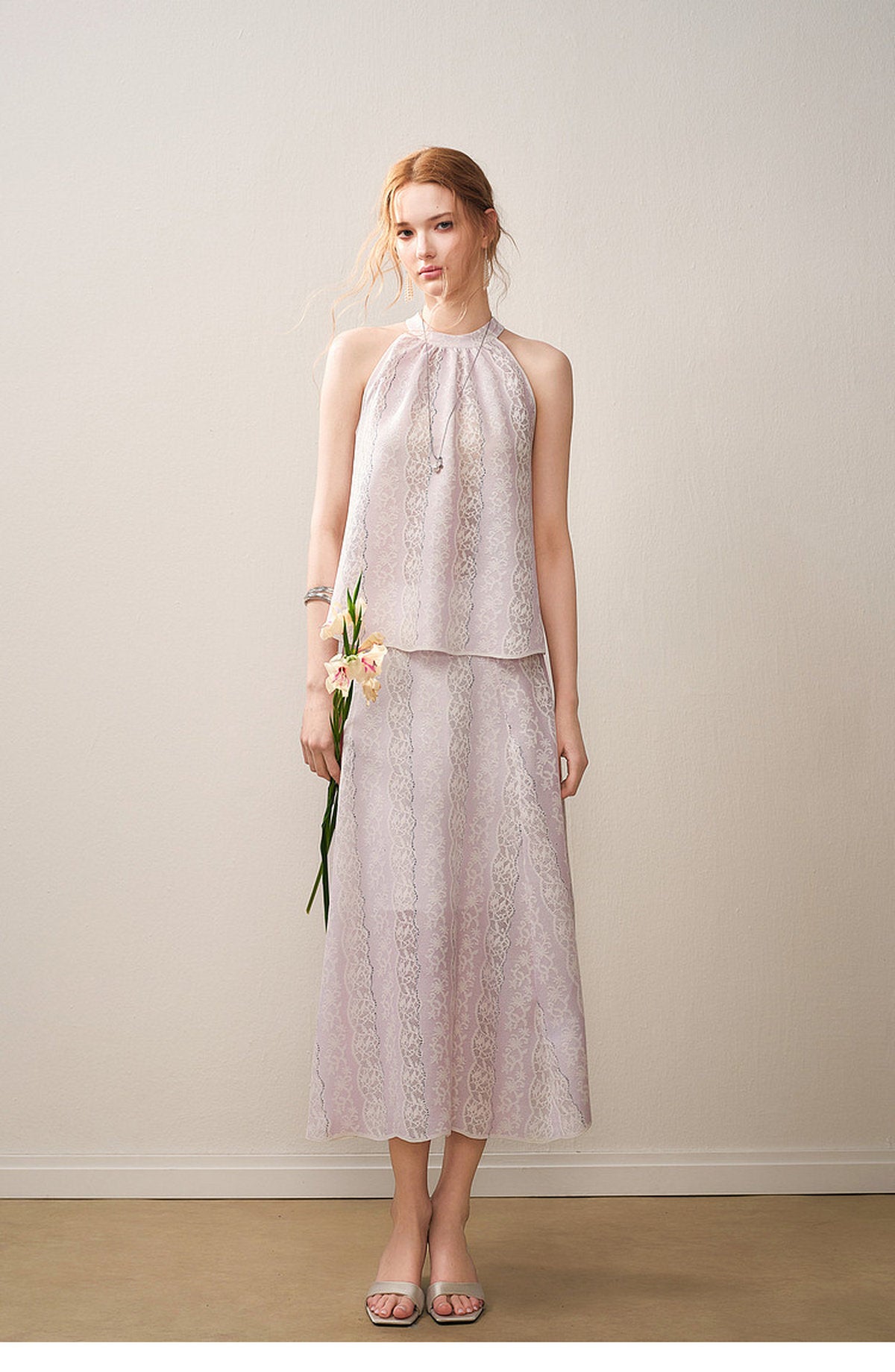 Lilac Mist Lace Halter Knit Co-Ord