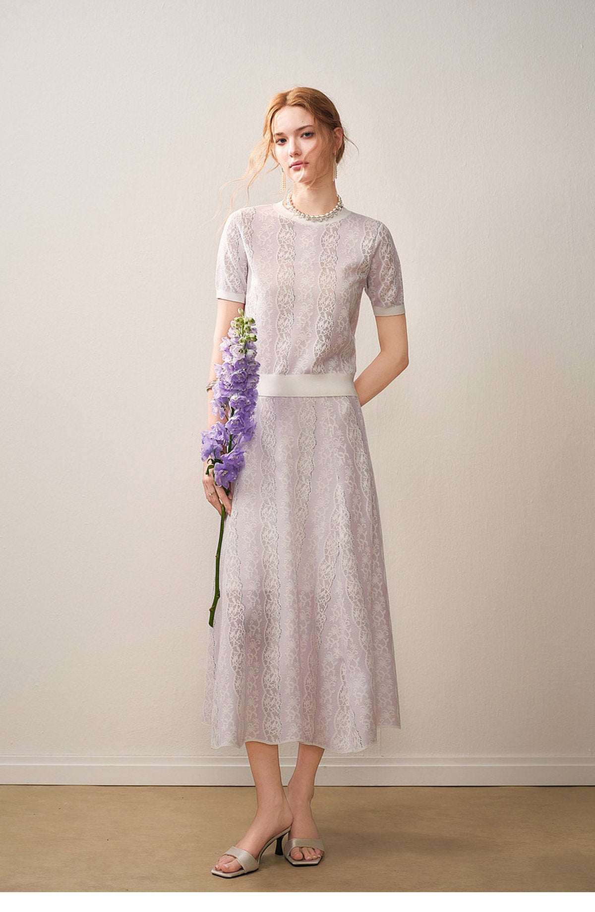 Lilac Violet Crew Neck Knit A-line Co-Ord