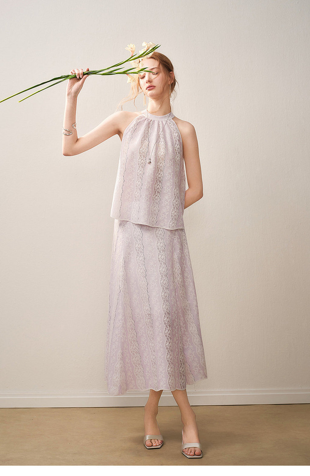 Lilac Mist Lace Halter Knit Co-Ord