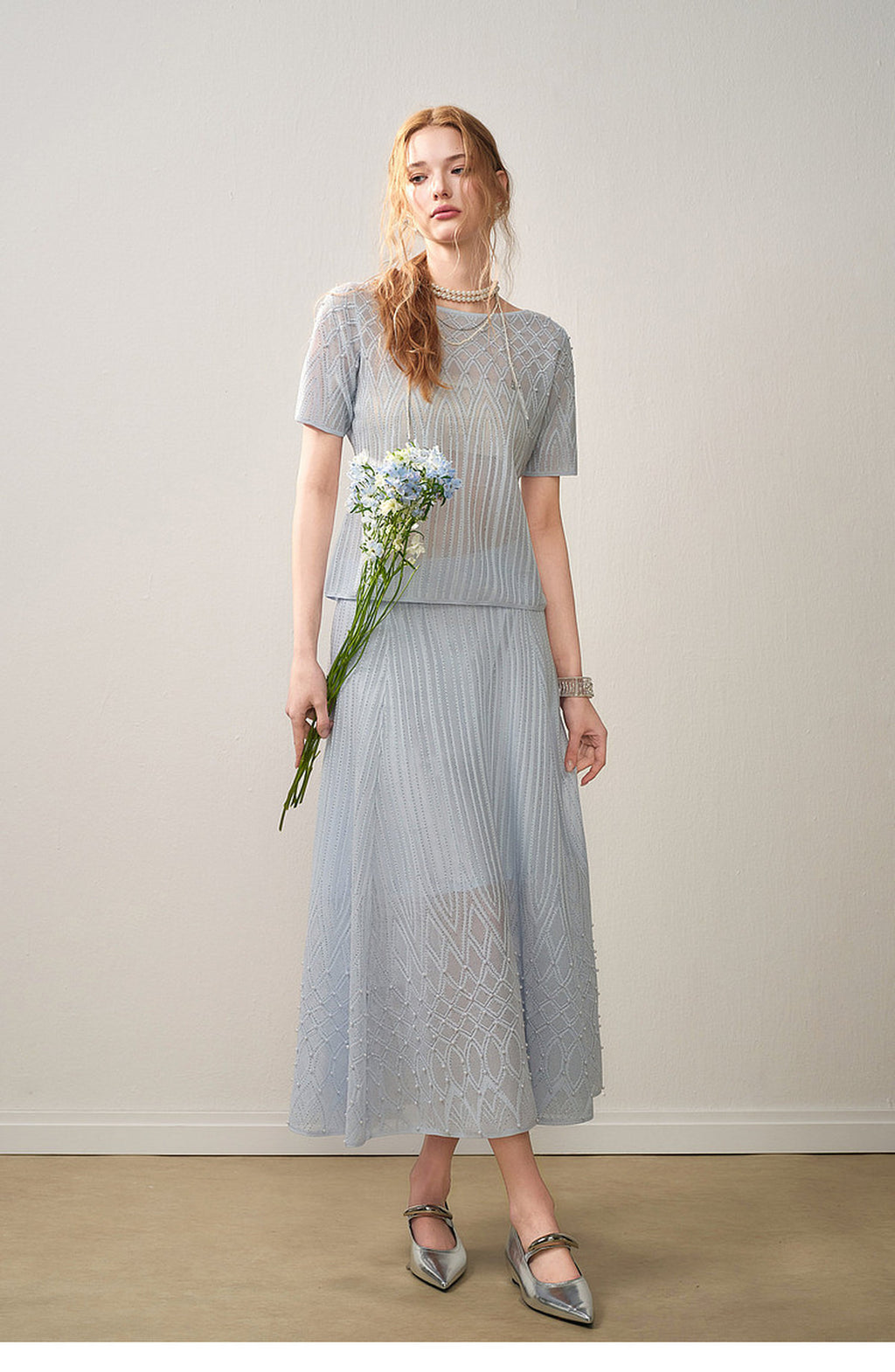 Pearl Delphinium Textured Knit A-Line Co-Ord