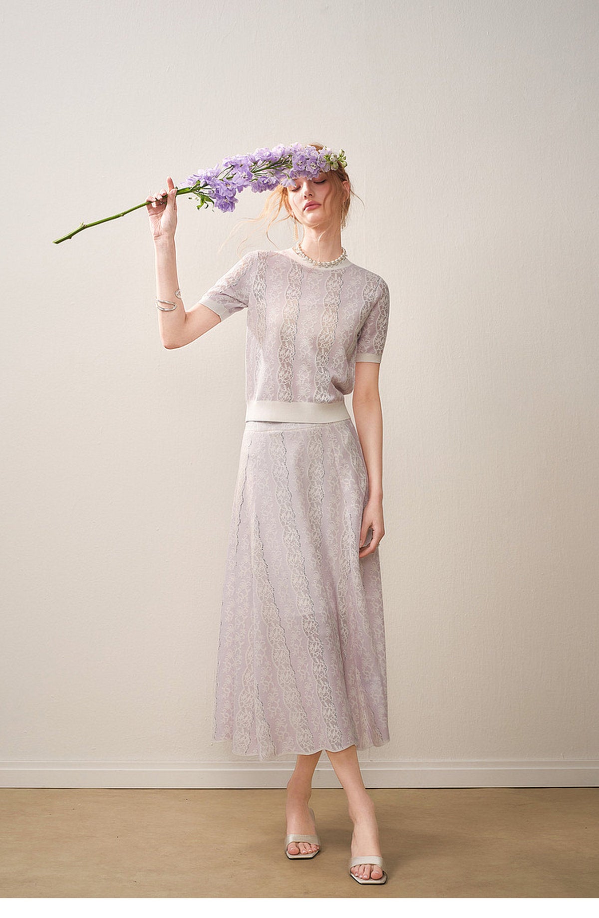 Lilac Violet Crew Neck Knit A-line Co-Ord