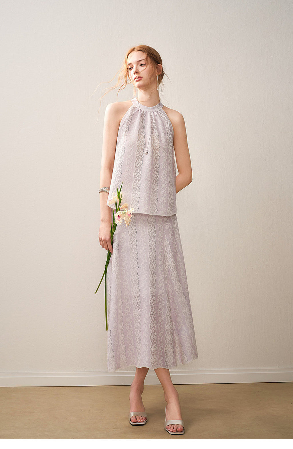Lilac Mist Lace Halter Knit Co-Ord