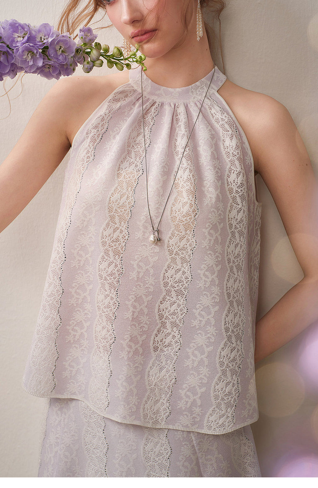 Lilac Mist Lace Halter Knit Co-Ord