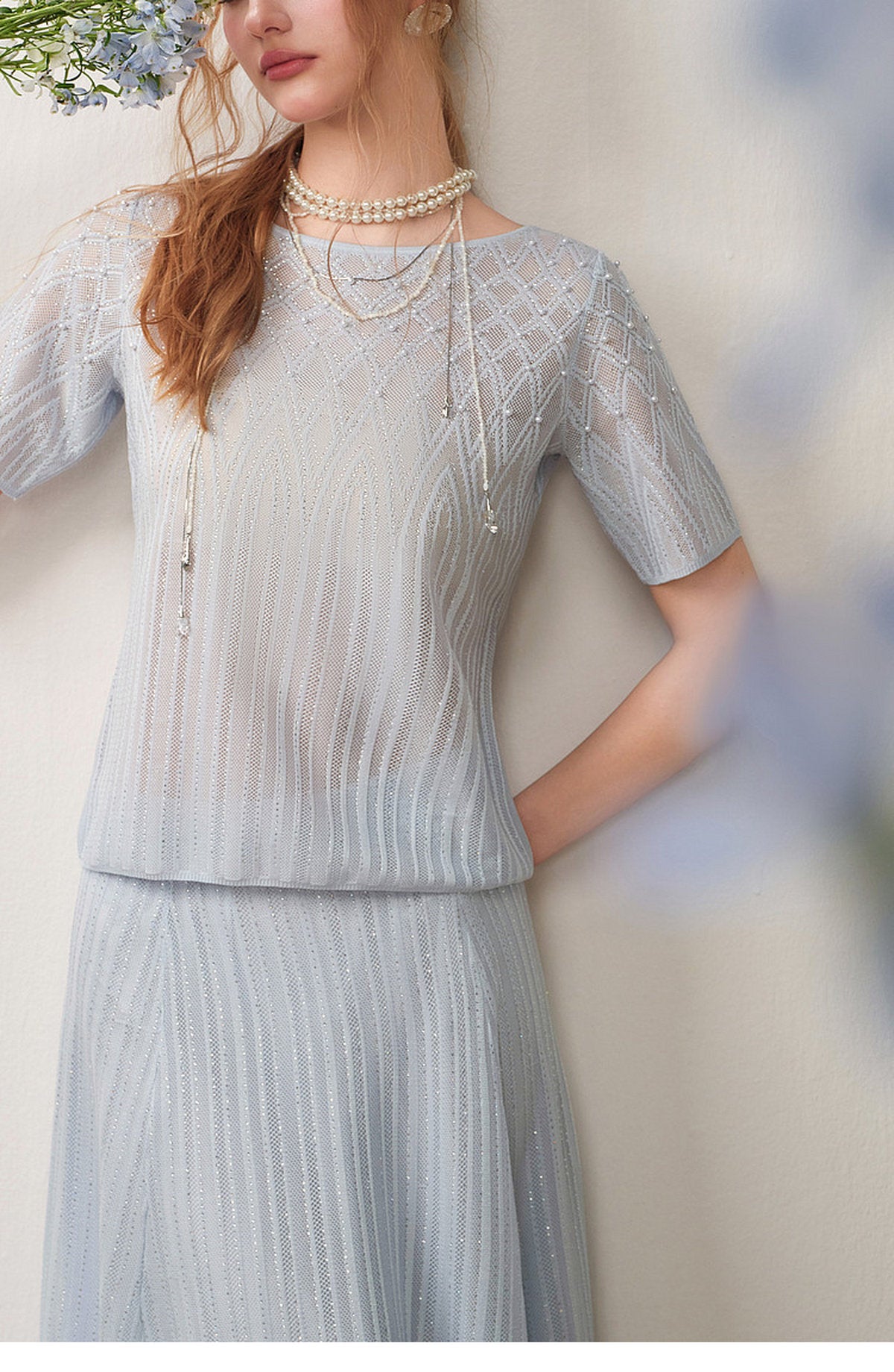 Pearl Delphinium Textured Knit A-Line Co-Ord