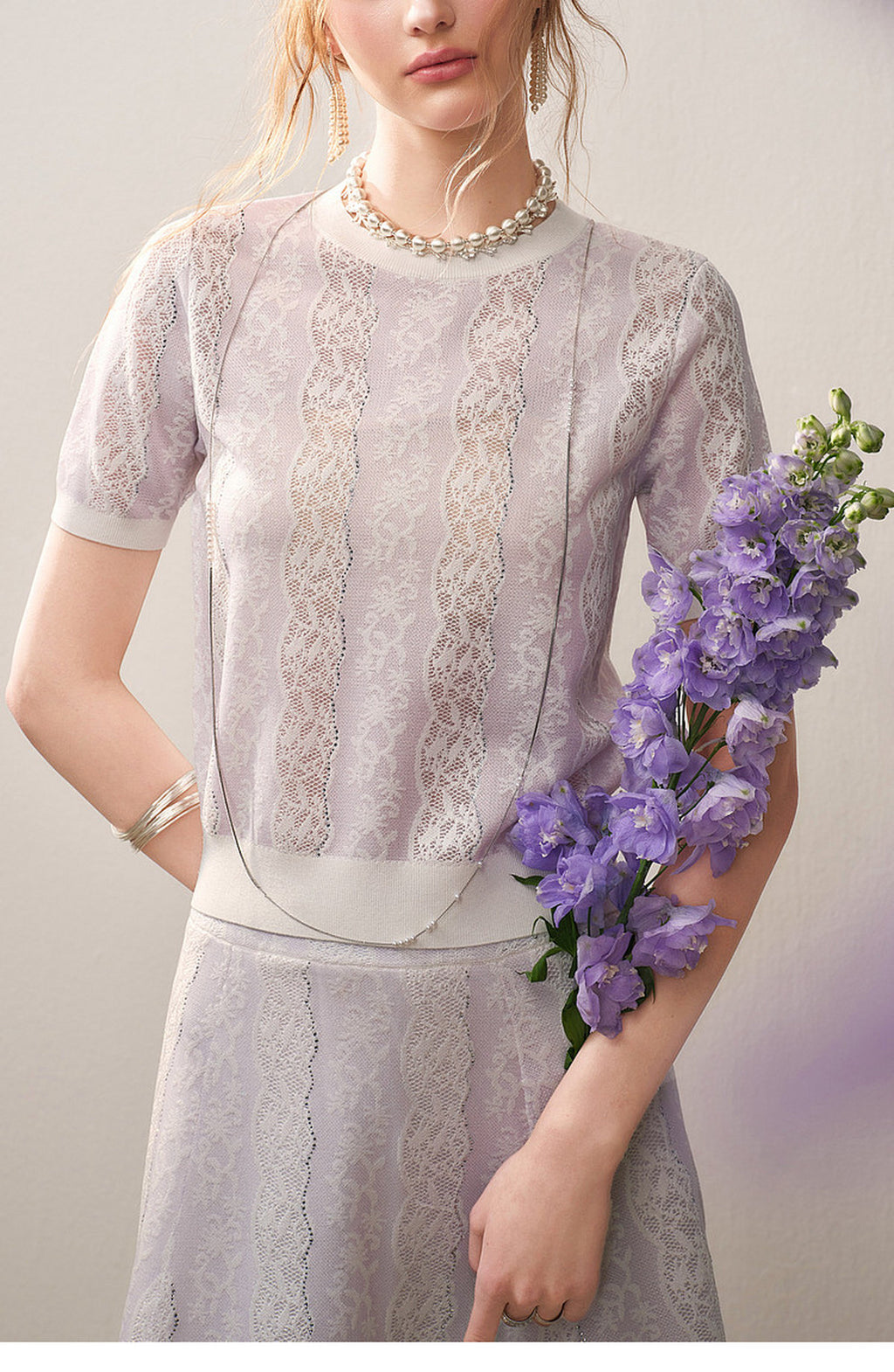 Lilac Violet Crew Neck Knit A-line Co-Ord