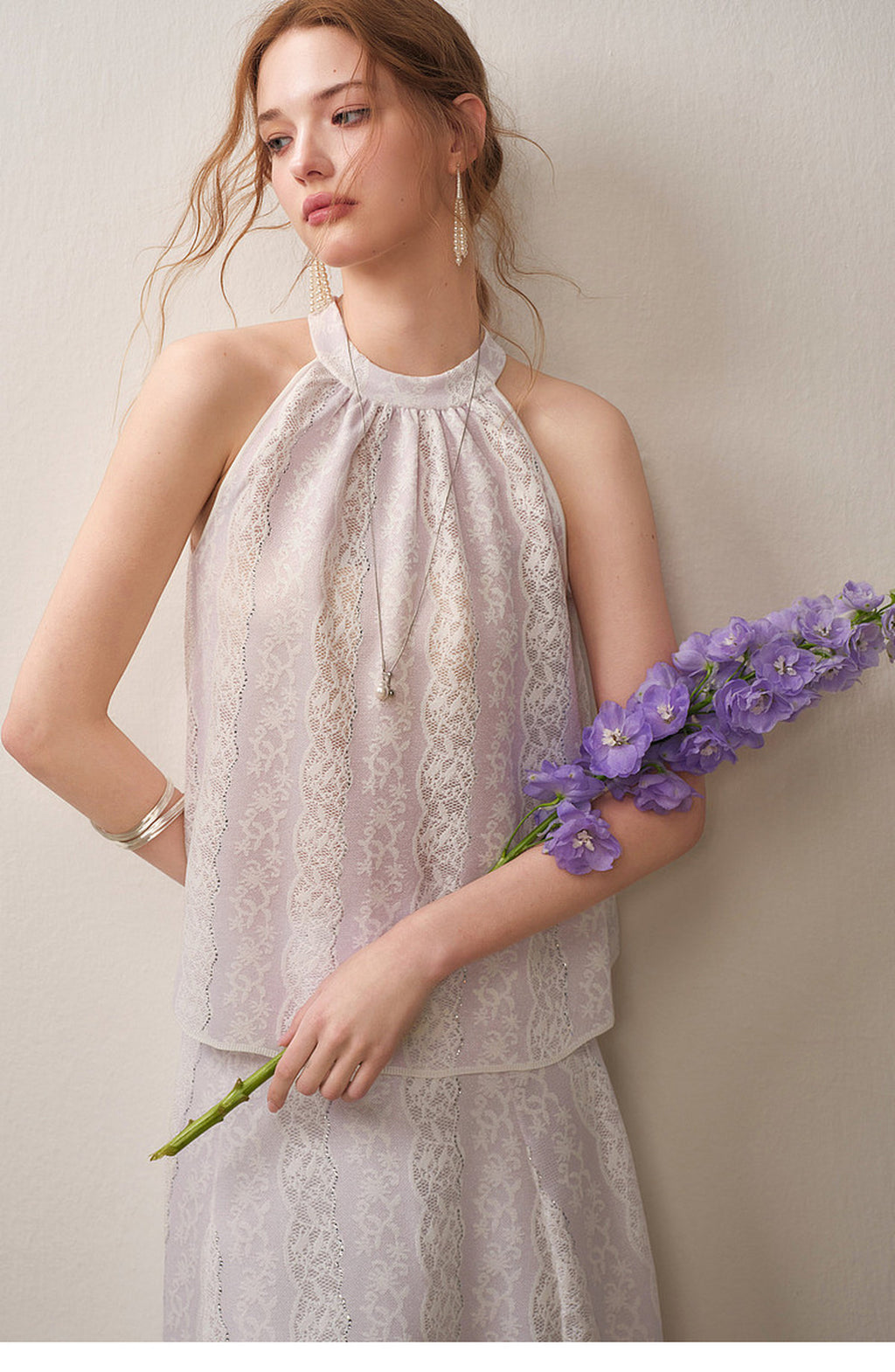 Lilac Mist Lace Halter Knit Co-Ord