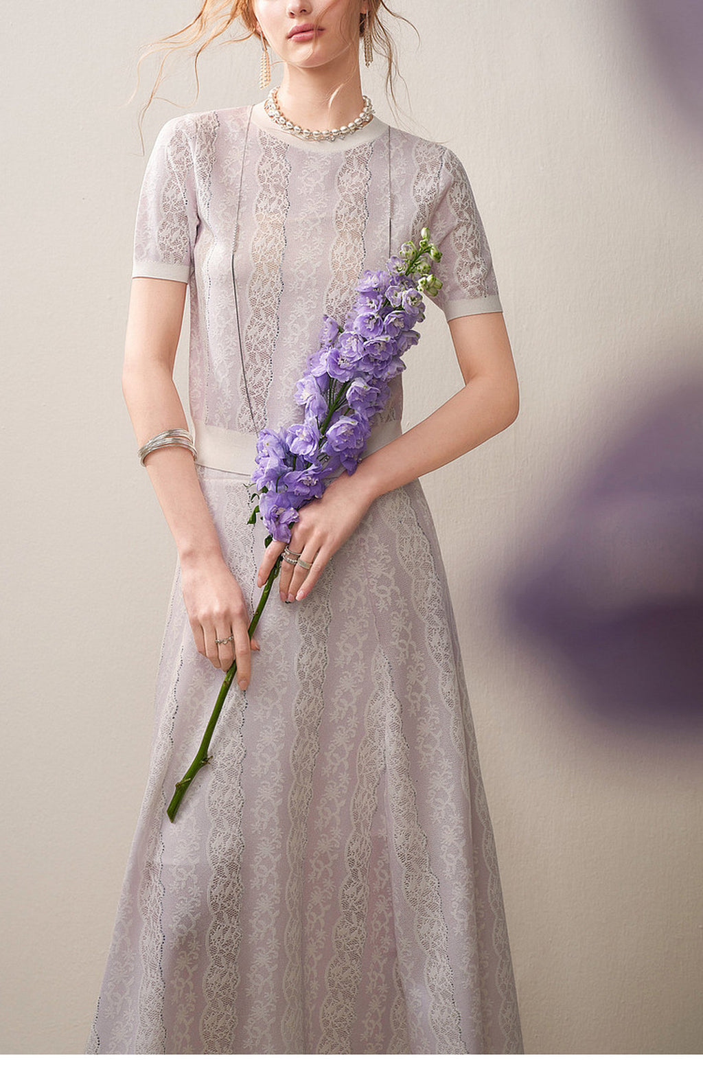 Lilac Violet Crew Neck Knit A-line Co-Ord
