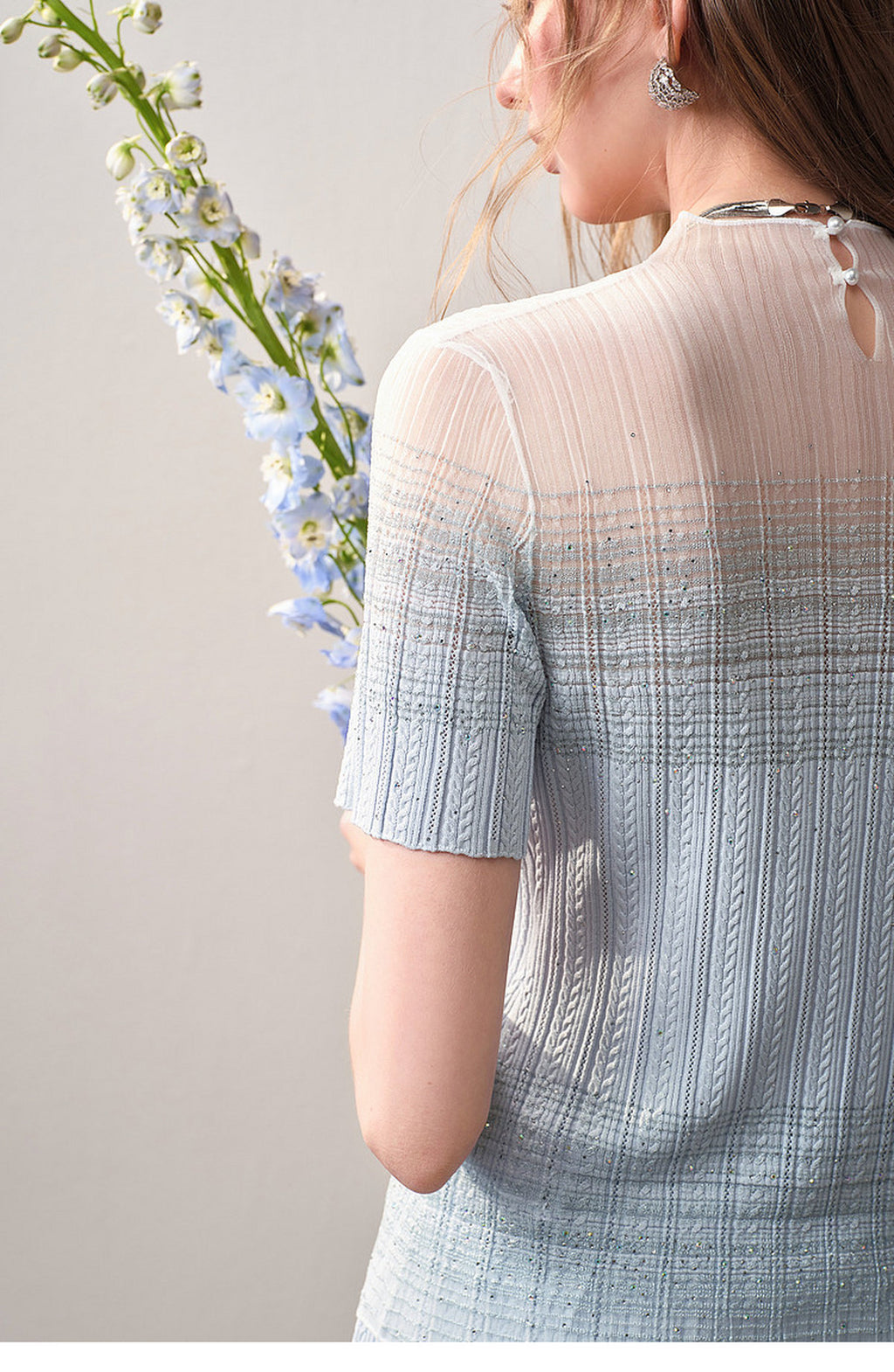 Delphinium Short-Sleeve Gradient Mesh Knit Mermaid Co-Ord