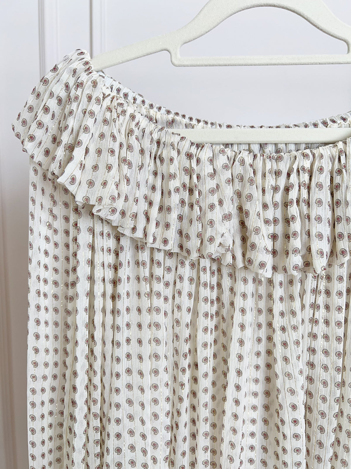 Silk Gold Thread Printed Long Sleeve Blouse