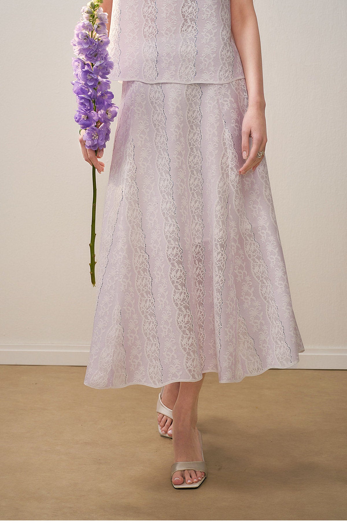 Lilac Mist Lace Halter Knit Co-Ord