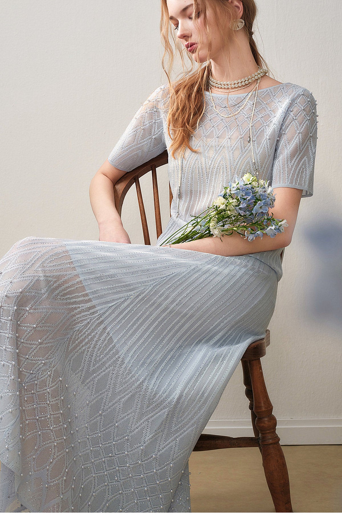 Pearl Delphinium Textured Knit A-Line Co-Ord