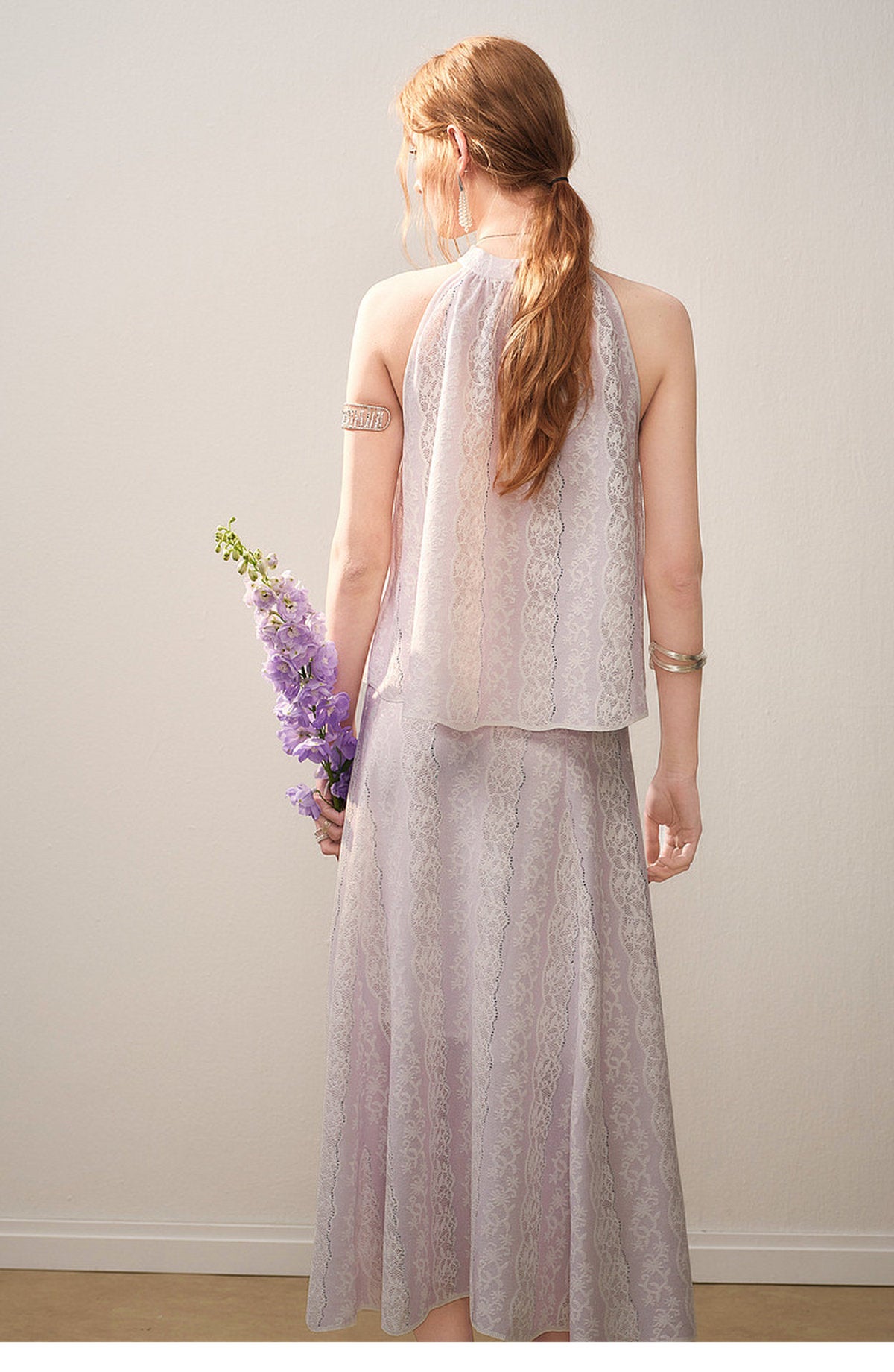 Lilac Mist Lace Halter Knit Co-Ord