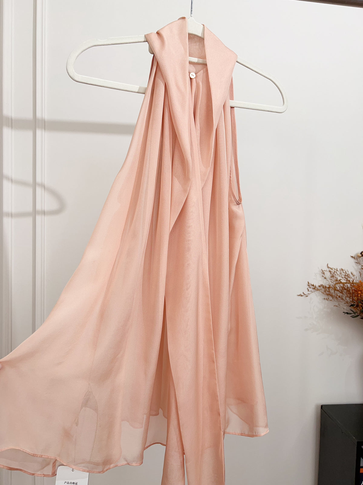 Blush Pink Satin Slip Midi Dress