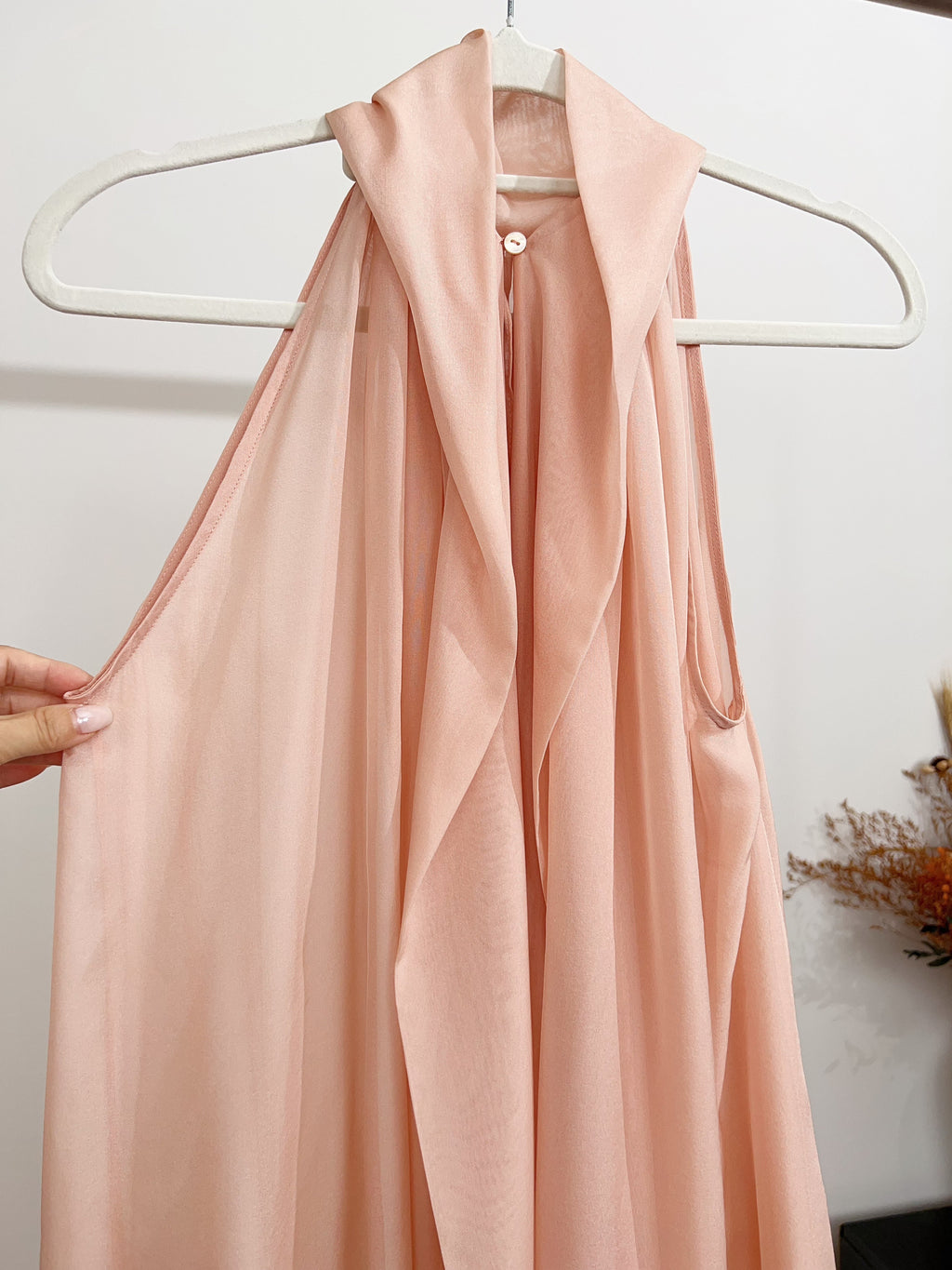 Blush Pink Satin Slip Midi Dress