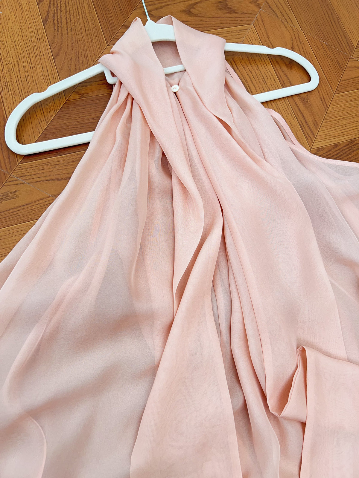 Blush Pink Satin Slip Midi Dress