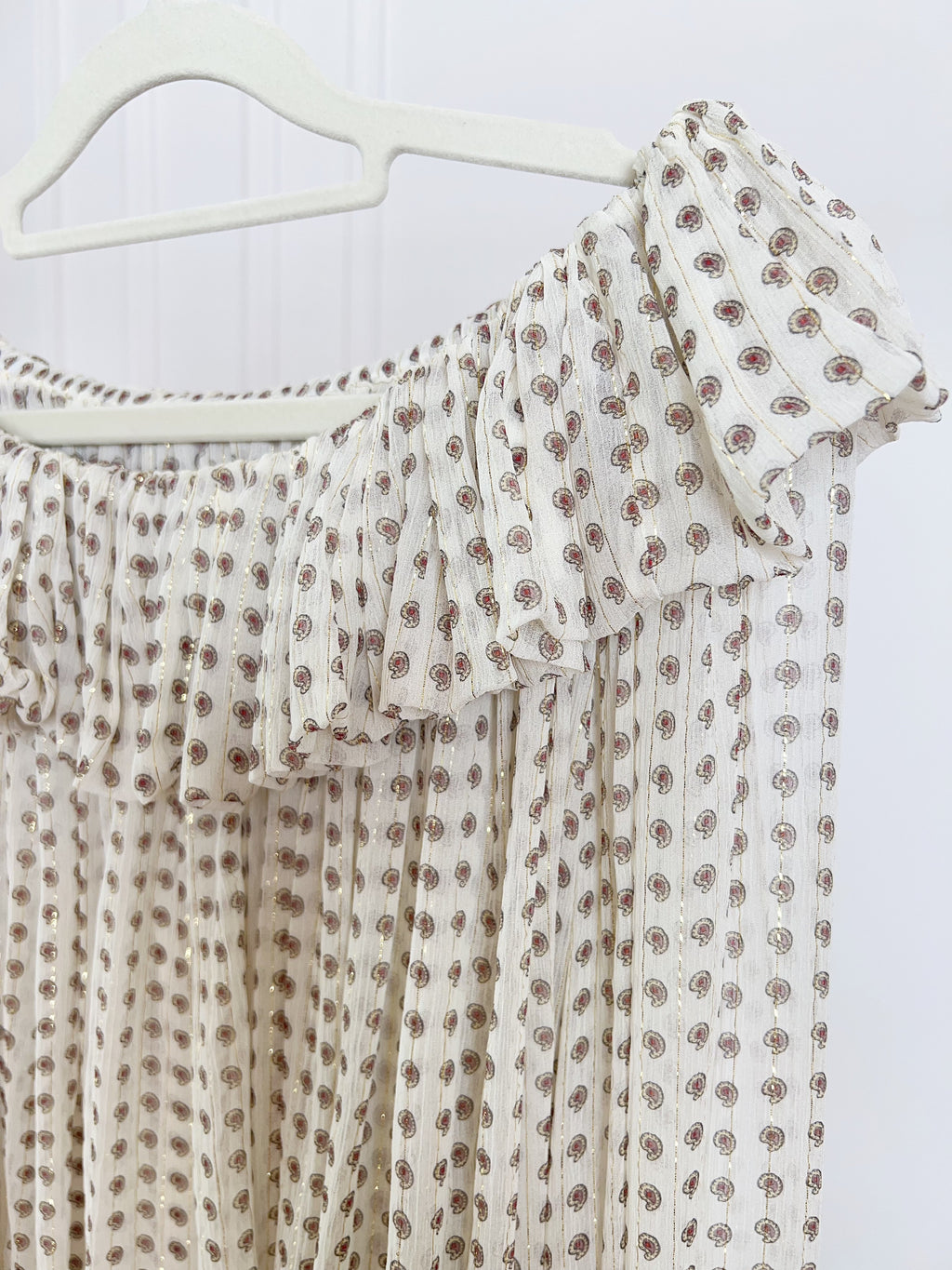 Silk Gold Thread Printed Long Sleeve Blouse