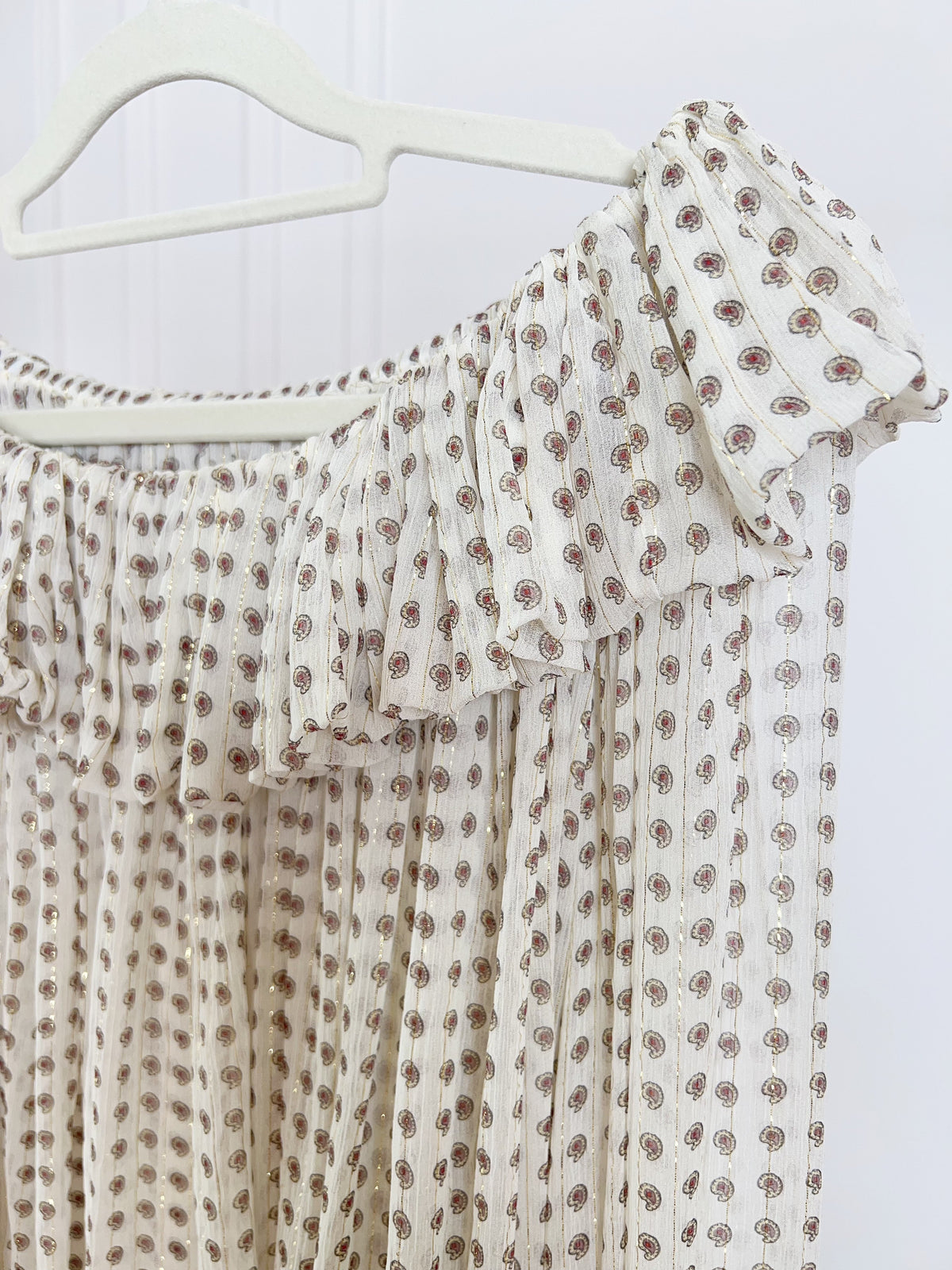 Silk Gold Thread Printed Long Sleeve Blouse
