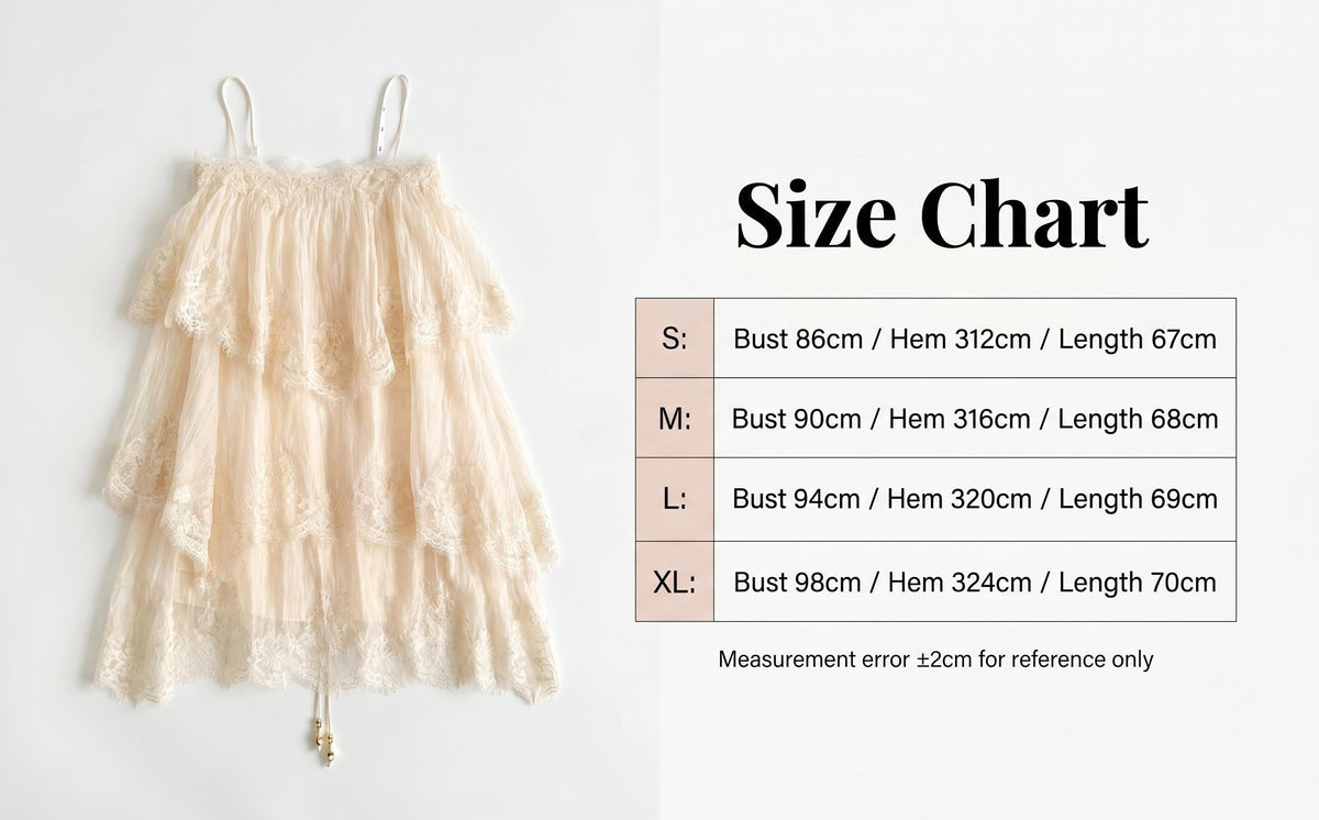Cream Apricot Tiered Lace Irregular Ruffle Mini Dress