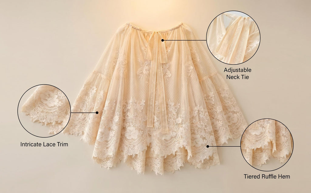 The Hypnotic Tiered Lace Blouse in Cream