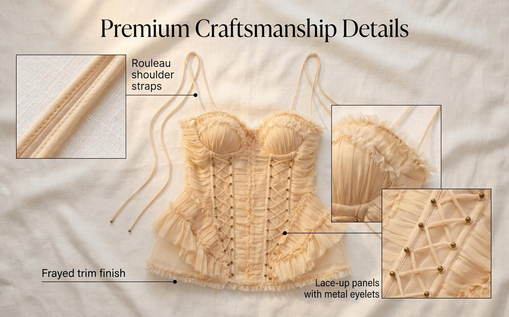 The Rebellion Frayed Corset in Cream