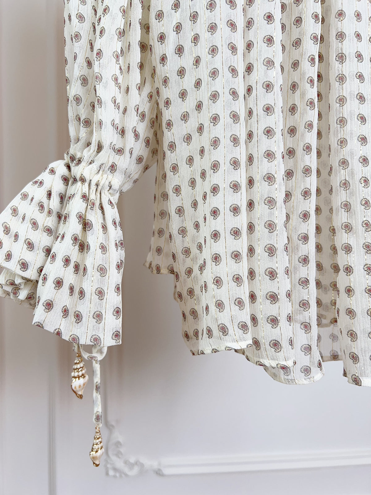 Silk Gold Thread Printed Long Sleeve Blouse