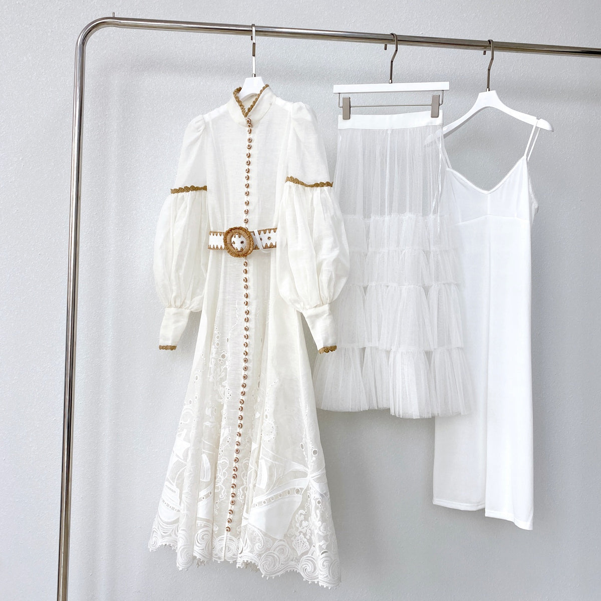 Island Vacation Embroidered Waist-Cinching Lapel Shirt Maxi Dress