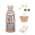Mediterranean Holiday Floral Paisley Camisole Maxi Dress
